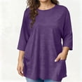 thumbnail image 1 of BSDJILFG Womens Plus Size 3/4 Sleeve Pajama Tops with Pockets,35% Cotton T-Shirts Breathable Crewneck Loose Fit Tunic Pocket Tees Sleepwear L-5XL, 1 of 7