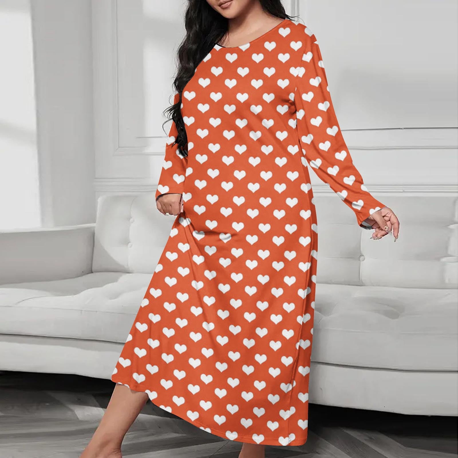 Navy Blue Polka Dot Woolen Plus Size Nighty main image 0