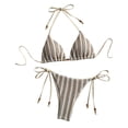 thumbnail image 1 of BSDJILFG Womens Striped Bikinis 2 Piece Cute Swimsuits Halter V-Neck Backless Swim Top with Cheeky Briefs, 1 of 5
