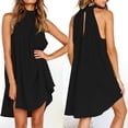 thumbnail image 1 of BSDJILFG Womens Summer Dresses Casual Sleeveless Halter Crewneck Loose Beach Mini Dresses for Women Party Plain Solid Sundress, 1 of 8