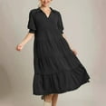 thumbnail image 1 of BSDJILFG Womens Summer Tiered Dress Plus Size Maxi Flowy Sundresses Puff Sleeve Swing Ruffle Dress with Collar, 1 of 6