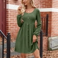 thumbnail image 1 of BSDJILFG Womens Sweater Dress Fall 2026 Long Sleeve Textured Ribbed Knit Puff Sleeve Bodycon Flowy Cozy Mini Dress, 1 of 4