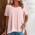 thumbnail image 1 of BSDJILFG Womens T-Shirt Waffle Knit Lounge Tops Summer Casual Soft Comfy Tees Loose Fit Drop Shoulder Short Sleeve Crewneck Pajama Tops Sleepwear, 1 of 5