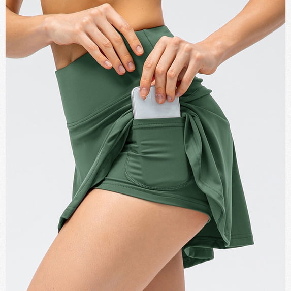 BSDJILFG Womens Tennis Skirt Athletic Skort with Pockets,Summer Quick Drying Mini Length Slit Short Golf Skirts