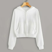 BSDJILFG Womens Zip Up Hoodies Juniors Cropped Cardigan Y2K Fall Trendy Lightweight Workout Jackets