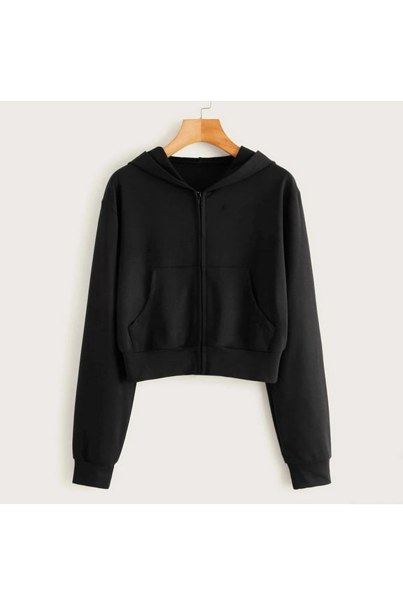 Womens Zip Up Hoodies Juniors Cropped Cardigan Y2K Fall Trendy Lightweight Workout Jackets
