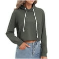 thumbnail image 1 of BSDJILFG Y2K Cropped Sweatshirts for Juniors,Long Sleeve Hooded Sweatshirt with Drawstring,Fall Trendy Casual Pullover Blouse, 1 of 8