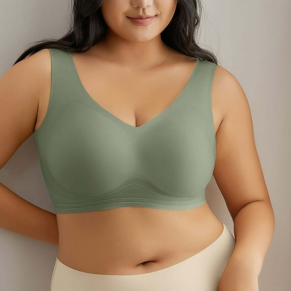 BSDJILFG Yoga Bras for Women Plus Size Wireless Bralette for Large Bust Women Minimizer Bra Soft Seamless Bra ,M-5XL