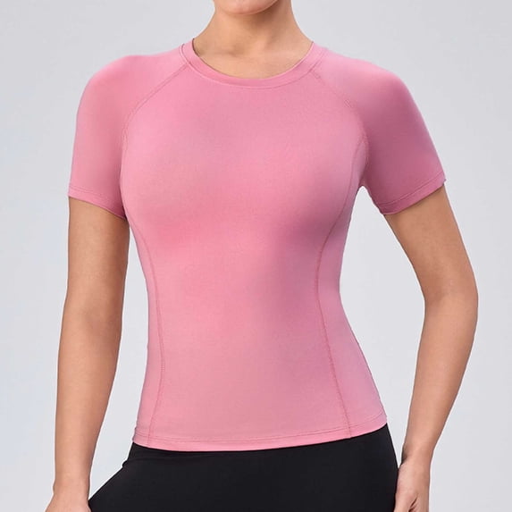 BSDJILFG Yoga Tops for Women Short Sleeve Athletic T-Shirt Stretchy Quick Drying Breathable Workout Running Shirts