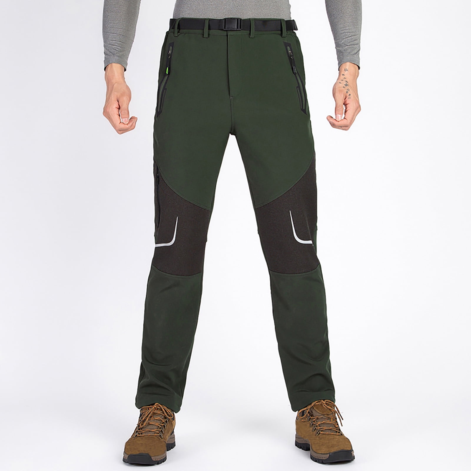 BSDJILFG Young Men's Winter Pants Fleece Lined Ski Snow Pants Softshell ...