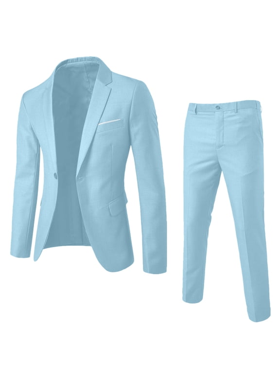 Young Mens Dress Suits 2-Piece Business Casual Sets Regular Fit Dress Jacket and Matching Pant for Evening Party
