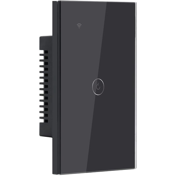 BSEED Smart Light Switch, 2.4GHz WiFi Smart Switch, Tempered Glass Touch Panel Touch Wall Mount Switches, Works with Alexa and Google Home, Neutral Wire Needed, No Hub Required (1 Gang 1 Way, Black)
