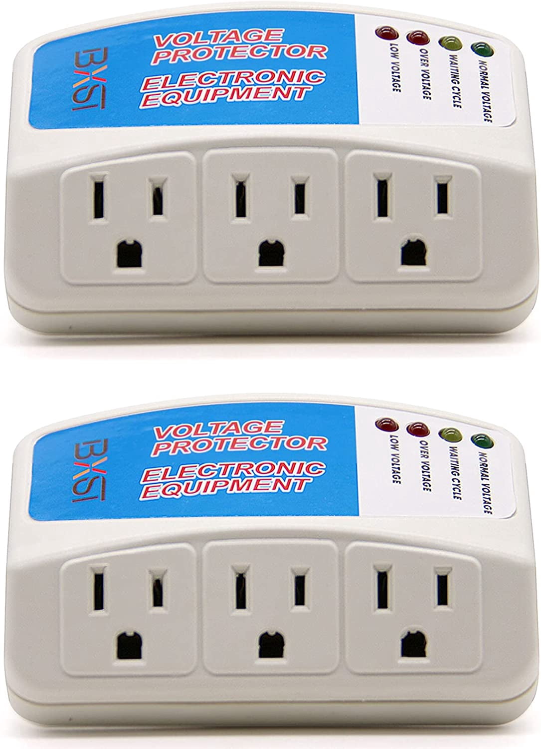BSEED Surge Protector, 3 Outlet Plug for Home Appliance Multi Function Plug With Protection Wall Mount Power Suppressor for TV/PC/Refrigerator 120V 1400W 2 PACK