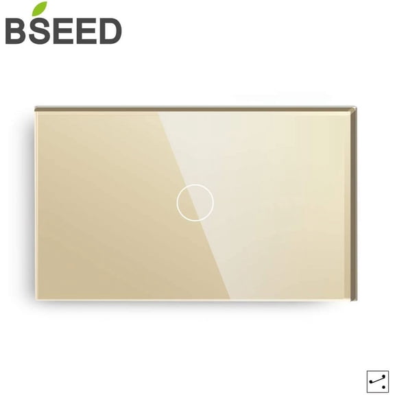 BSEED US Glass Panel Touch Sensor Capacitive Touch Wall Light Switch 1 Gang 2 Way Gold