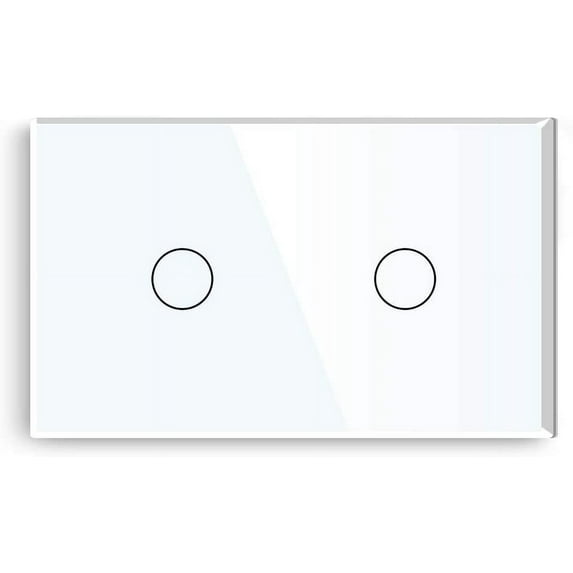BSEED US Glass Panel Touch Sensor Capacitive Touch Wall Light Switch 2 Gang 1 Way White