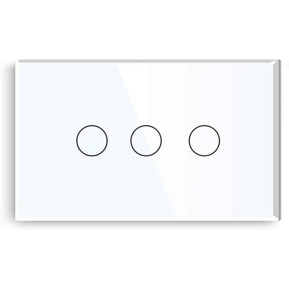 BSEED US Glass Panel Touch Sensor Capacitive Touch Wall Light Switch 3 Gang 2 Way White