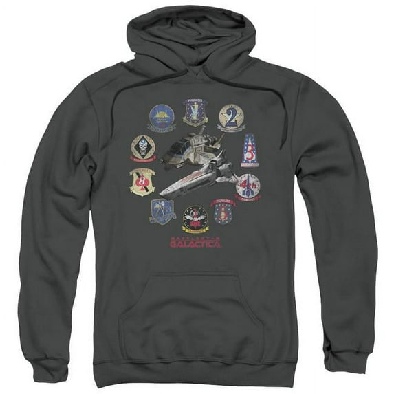 BSG & Badges Adult Pull-Over Hoodie, Charcoal - Medium