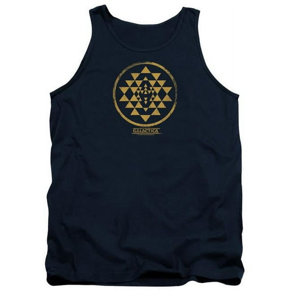 BSG & Gold Squadron Patch Adult Cotton Tank Top, Navy - Small