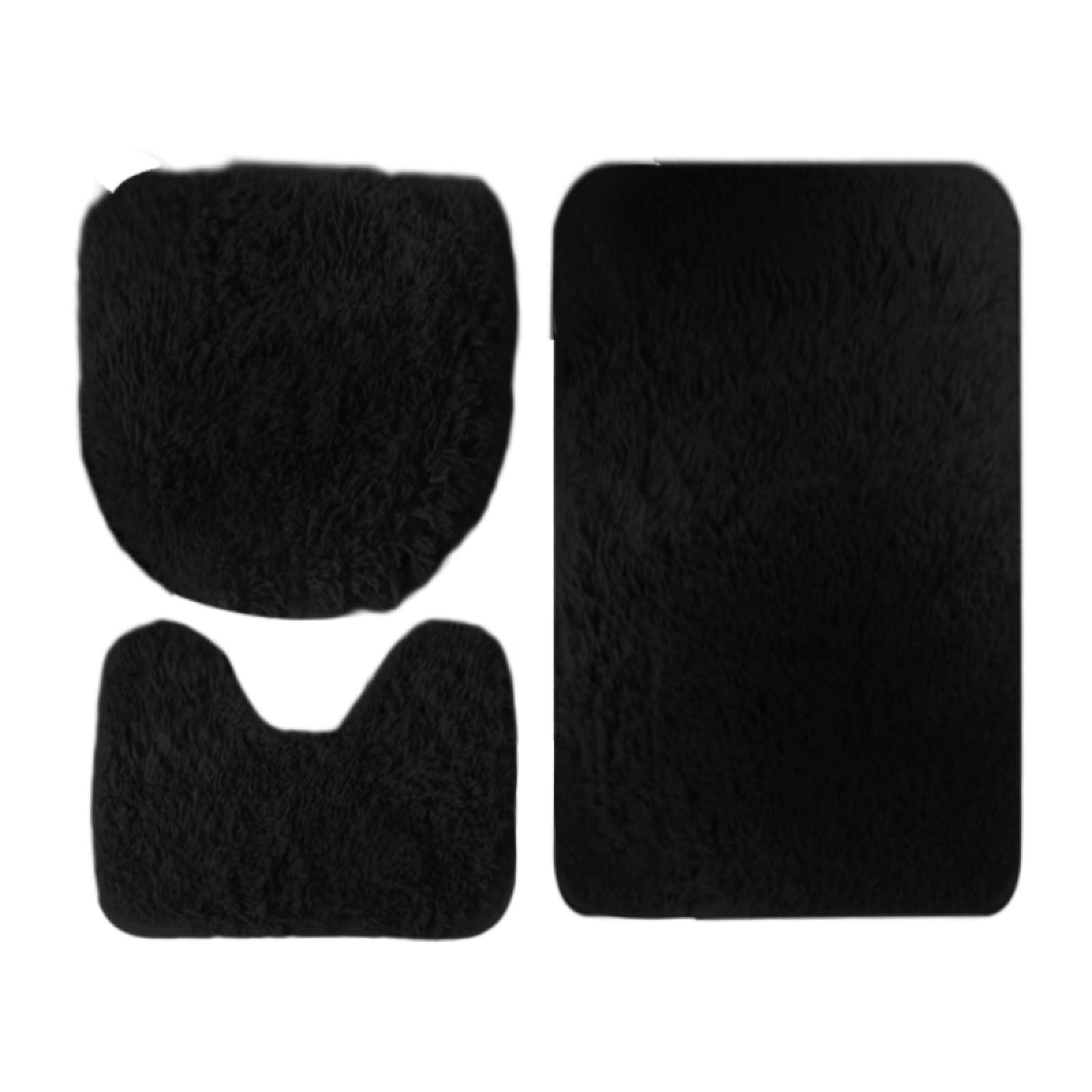 BSGSH Clearance Toilet Mat Sets Toilet Seat, Black. 3 Piece Bathroom