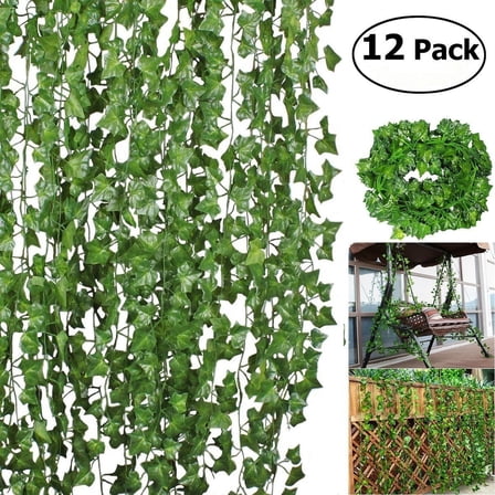 BSHAPPLUS 12Pack 79Ft Artificial Ivy Vine Leaves Fake Greenery Garlands Artificial Hanging Plants Artificial Decor Home Wall Party Garden Decor
