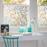 BSHAPPLUS® 17.7"x78.7" Privacy Window Film,3D Rainbow Window Clings,Stained Glass Window Film,Non-Adhesive Window Tin,Anti UV Window Sticker for Home Kitchen Bathroom Office