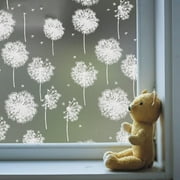 BSHAPPLUS® 17.7"x78.7" Privacy Window Film,Frosted Blackout Window Film Heat Contol,Dandelions Window Tint Film for Home