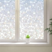 BSHAPPLUS® 17.7"x78.7" Privacy Window Film,Pebble Stained Glass Window Film,Cobblestone Rainbow Window Film,3D Frosted Glass Window Sticker
