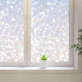 BSHAPPLUS® 17.7"x78.7" Privacy Window Film,Pebble Stained Glass Window Film,Cobblestone Rainbow Window Film,3D Frosted Glass Window Sticker