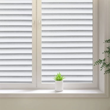 BSHAPPLUS® 17.7"x78.7" Window Privacy Film,Frosted Glass Blackout Window Film,Blinds Pattern Window Sticker