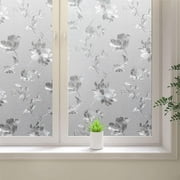 BSHAPPLUS® 17.7"x78.7" Window Privacy Film,Frosted Glass Blackout Window Film,Peel and Cling Window Sticker,Flowers Pattern
