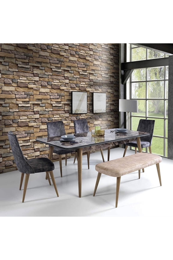 17.7in x 33ft wallpaper,Stone Peel and Stick Wallpaper,Brick Self Adhesive Removable Wallpaper,Contact Paper for Bathroom Kitchen Walls,48.7 sq. ft.