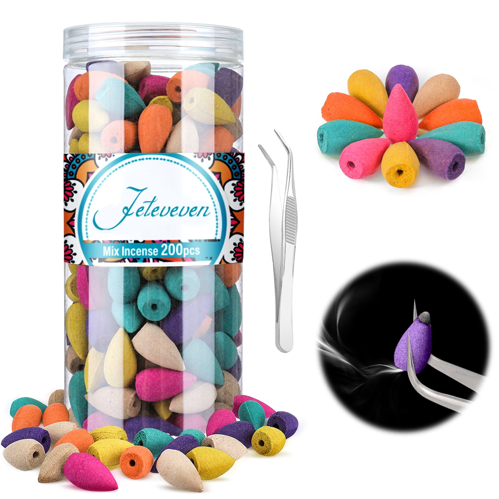 BSHAPPLUS® 200PCS Backflow Incense Cones,Incense Cones Assorted,Incense