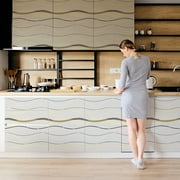 BSHAPPLUS 21" x 393" Textured Wallpaper,Stripe Non-Woven 3D Wallpaper,Vintage Contact Paper,Grey,Not Peel and Stick