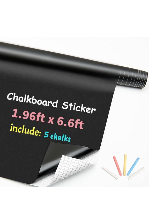 ® 23.6" x 78.7" Extra Large Chalkboard Adhesive Paper Roll,5 Chalks Included,Peel & Stick Vinyl Chalkboard Contact Paper,Removable Self Adhesive Blackboard Wallpaper for Home & Office