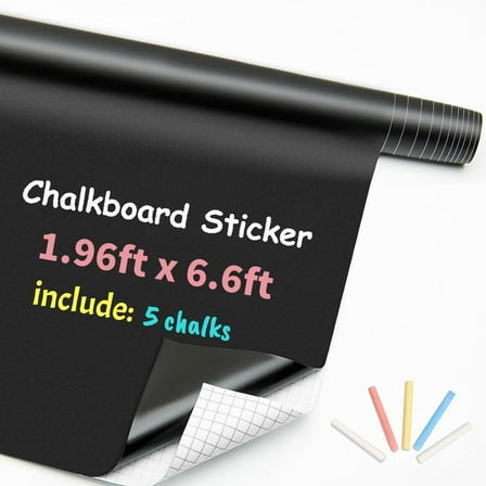 BSHAPPLUS® 23.6" x 78.7" Extra Large Chalkboard Adhesive Paper Roll,5 Chalks Included,Peel & Stick Vinyl Chalkboard Contact Paper,Removable Self Adhesive Blackboard Wallpaper for Home & Office