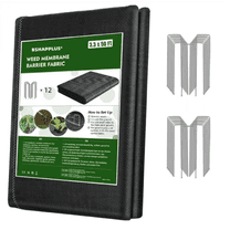 BSHAPPLUS® 3.3x50ft Weed Barrier Fabric,3.2OZ Landscape Fabric,Heavy Duty Geotextile Fabric with 12 U-Shaped Securing Pegs,Woven Ground Cover for Commercial Greenhouse,Yard,Garden Barrier Cloth