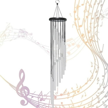 BSHAPPLUS® 36" Silver Wind Chimes for Outside,Memorial Wind Chimes with 18 Aluminum Tubes and S Hook,Clearance Wind Chimes for Home Garden Hanging Decor
