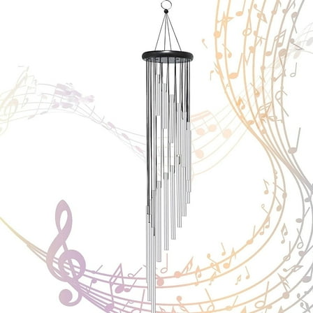 BSHAPPLUS® 36" Silver Wind Chimes for Outside,Memorial Wind Chimes with 18 Aluminum Tubes and S Hook,Clearance Wind Chimes for Home Garden Hanging Decor