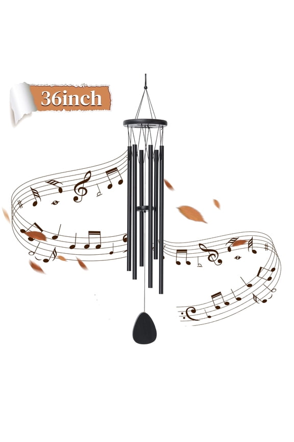 ® 36" Wind Chimes for Outside,Memorial Wind Chimes with 6 Black Aluminum Tubes and S Hook,Clearance Wind Chimes for Home Garden Hanging Decor,Window Wind Bells