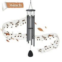 BSHAPPLUS® 36" Wind Chimes for Outside,Memorial Wind Chimes with 6 Black Aluminum Tubes and S Hook,Clearance Wind Chimes for Home Garden Hanging Decor,Window Wind Bells