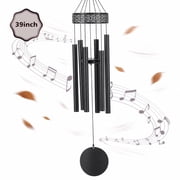 BSHAPPLUS  39" Memorial Wind Chimes with Hollow Carved Top,1" Thick Aluminum Tubes E Major Pentatonic Deep Resonance,Frosted Electroplated Rustproof Outdoor Wind Chime for Patio Garden Sympathy Gift