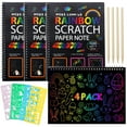 thumbnail image 1 of BSHAPPLUS® 4 Pack Rainbow Scratch Art Notebooks,Magic Scratch off Paper Notebook Set for Kids Art and Craft Activity Book Black Sketch Doodle Pads with Drawing Stick for Party Favor Game Gift, 1 of 13