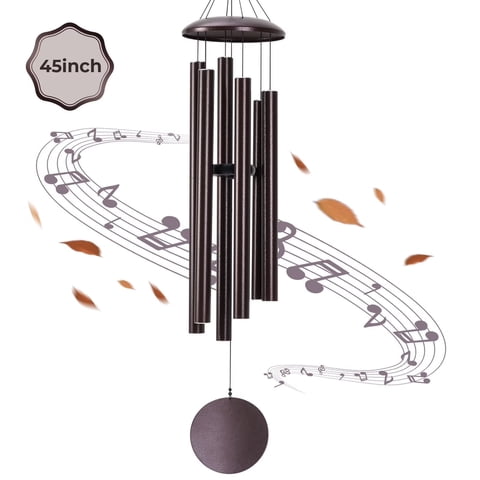 BSHAPPLUS® 45" Memorial Wind Chimes for Outside, Heavy Duty Metal Brown Chimes with 6 Large Deep Tone Aluminum Tubes for Loss of Loved One,Home Garden Hanging Decor