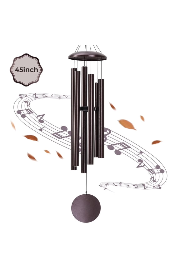 ® 45" Memorial Wind Chimes for Outside, Heavy Duty Metal Brown Chimes with 6 Large Deep Tone Aluminum Tubes for Loss of Loved One,Home Garden Hanging Decor