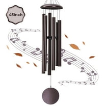 BSHAPPLUS® 45" Wind Chimes for Outside, Heavy Duty Wind Chimes,Memorial Wind Chimes with 6 Large Deep Tone Aluminum Tubes for loss of loved one,Home Garden Hanging Decor,Brown
