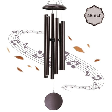 BSHAPPLUS® 45" Wind Chimes for Outside, Heavy Duty Wind Chimes,Memorial Wind Chimes with 6 Large Deep Tone Aluminum Tubes for loss of loved one,Home Garden Hanging Decor,Brown