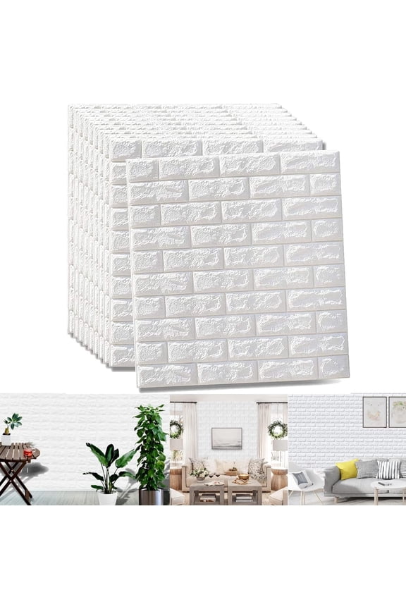 ® 5PCS 30"x28" 3D Brick Wall Panels,29 Sq.Ft Self-Adhesive Foam Wall Tiles Stickers,Paintable Peel and Stick Wallpaper Tile Backsplash,Tear Tape Faux Brick Wall Panel For Bedrooms, Bathrooms