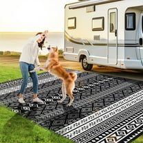 BSHAPPLUS 5x8 Outdoor Rug Plastic Straw Rug Waterproof PP Tube Woven Picnic Mat for Patio Decor Porch Balcony Picnic Rug