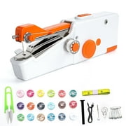 BSHAPPLUS  36PCS Mini Portable Sewing Machine, Hand Cordless Sewing Tool Handheld Sewing Machine, Essentials for Home Quick Repairing and Stitch Handicrafts,Orange