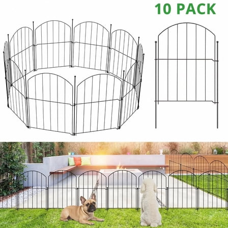 BSHAPPLUS® Garden Fence 10 Pack ,17in (H) x 11ft (L) Metal Fence,Rustproof Decorative Fence,Animal Wire Fence,Wrought Iron Fence, Outdoor Picket Fencing No-Dig for Yard, Lawn and Patio Borders